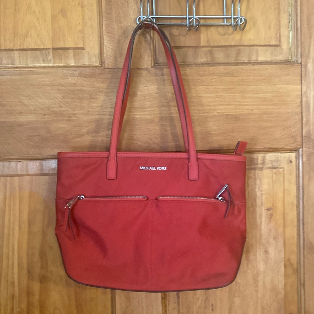 Michael Kors Kempton Flame Red MD  Pocket Tote Bag